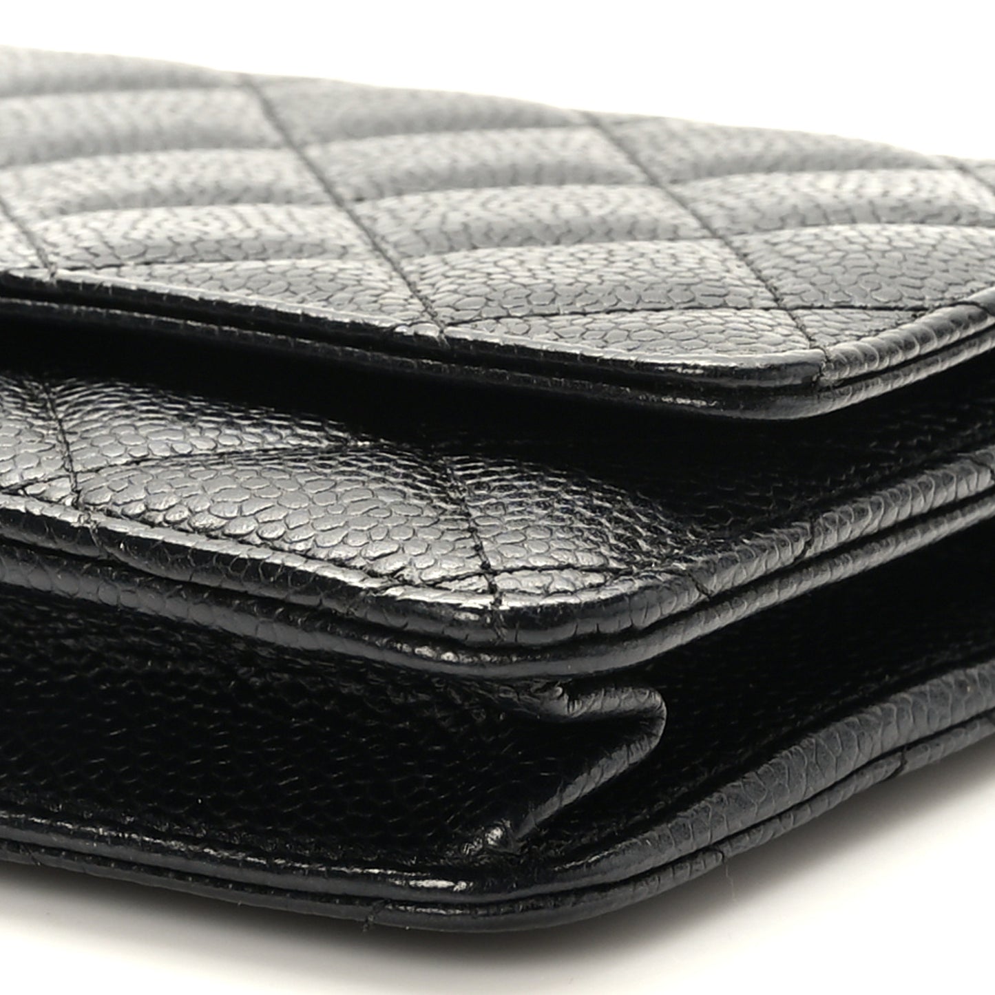 Caviar Quilted Wallet on Chain WOC Black
