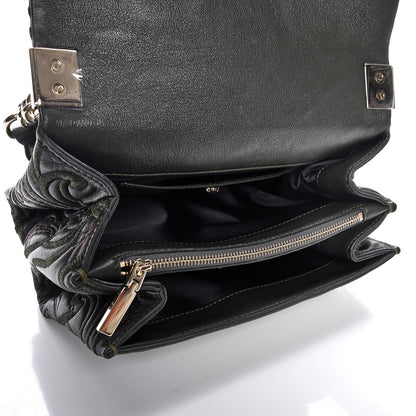 Versace Nappa Embroidered Baroque Palazzo Sultan Shoulder Bag Green 5 of 7