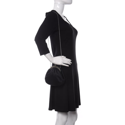 Judith Leiber Satin Crystal Pleated Evening Bag Black 2 of 11