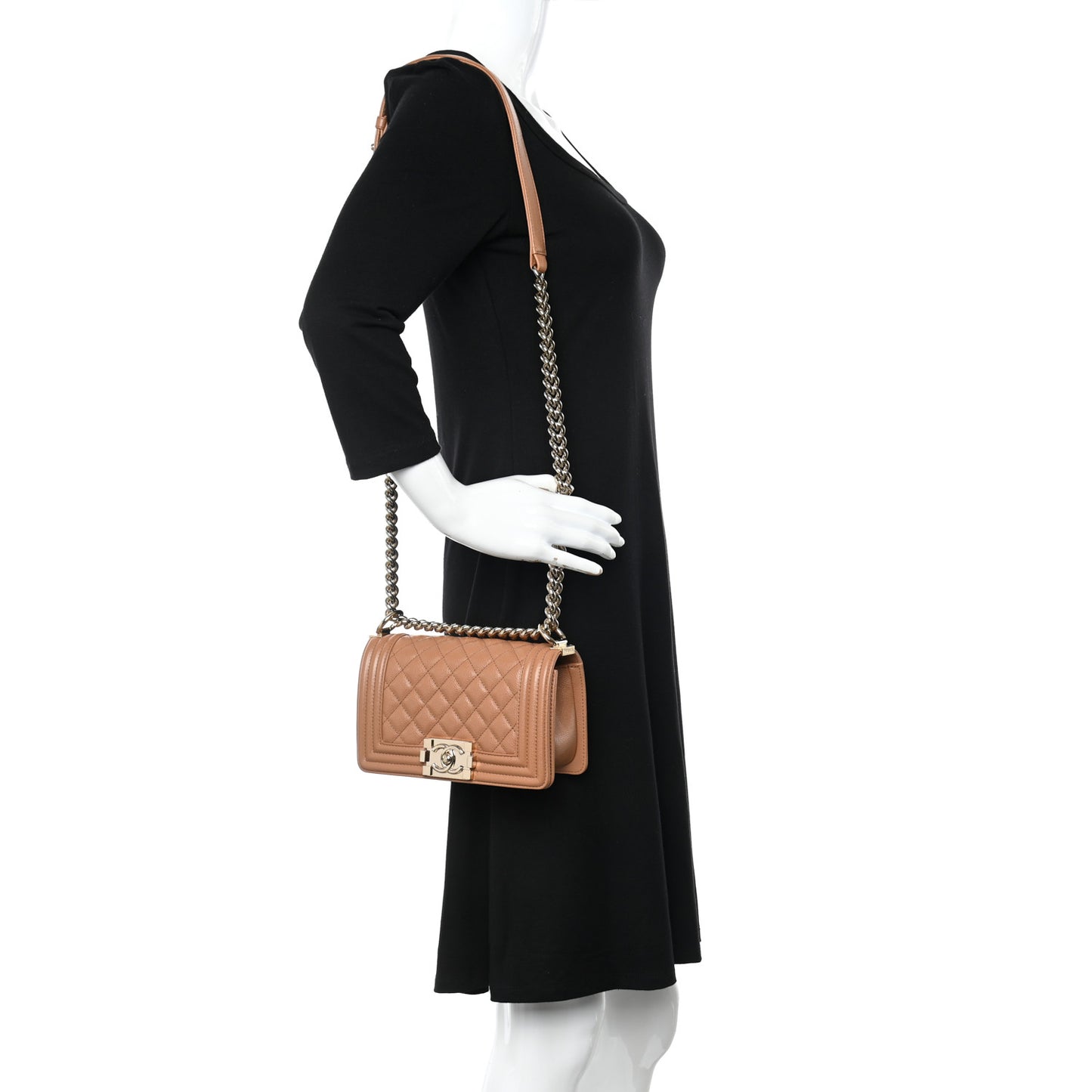 Caviar Quilted Small Boy Flap Brown
