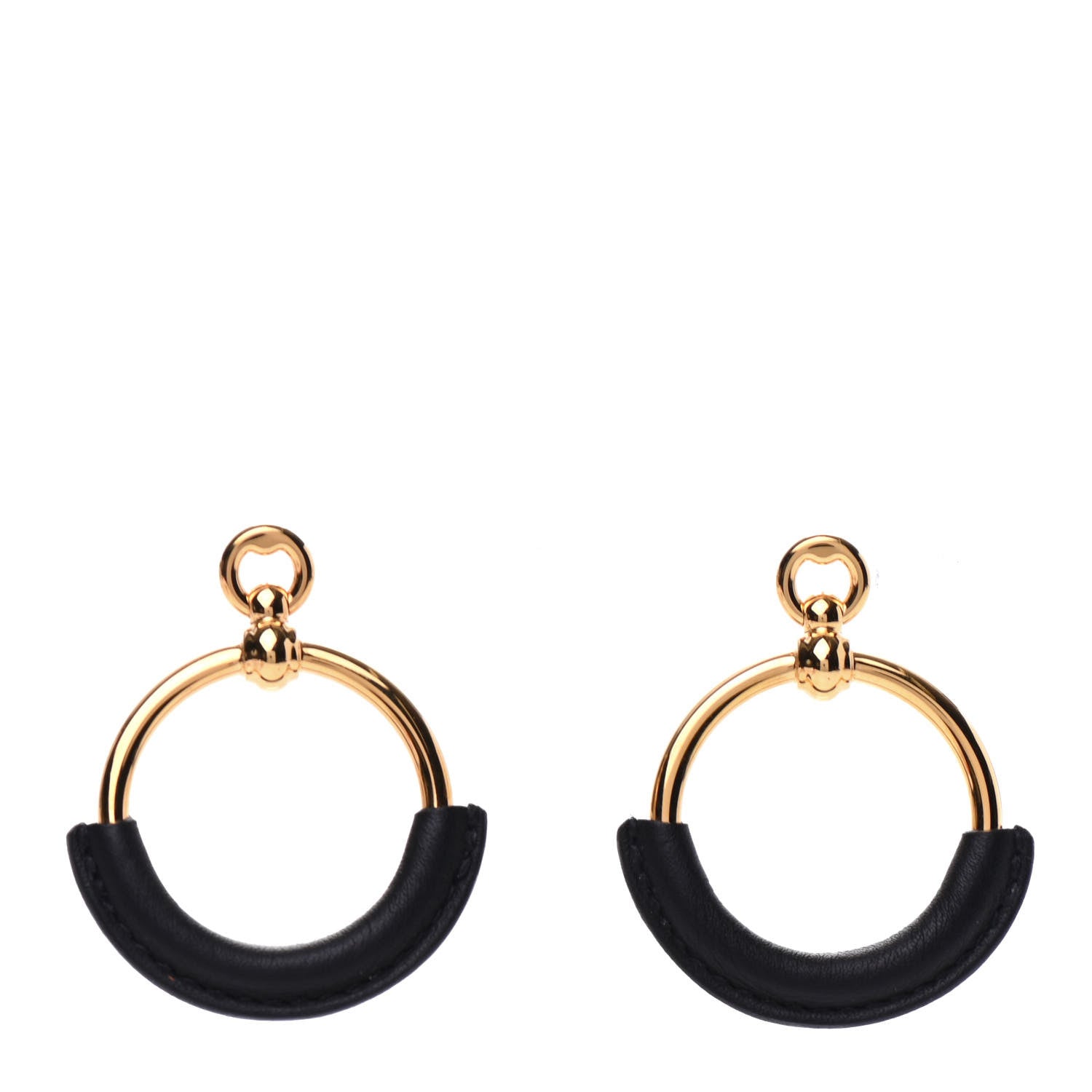 Hermes Swift Loop Earrings Gold Black 1 of 5