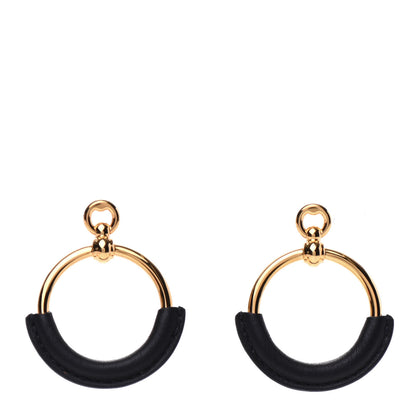 Hermes Swift Loop Earrings Gold Black 1 of 5
