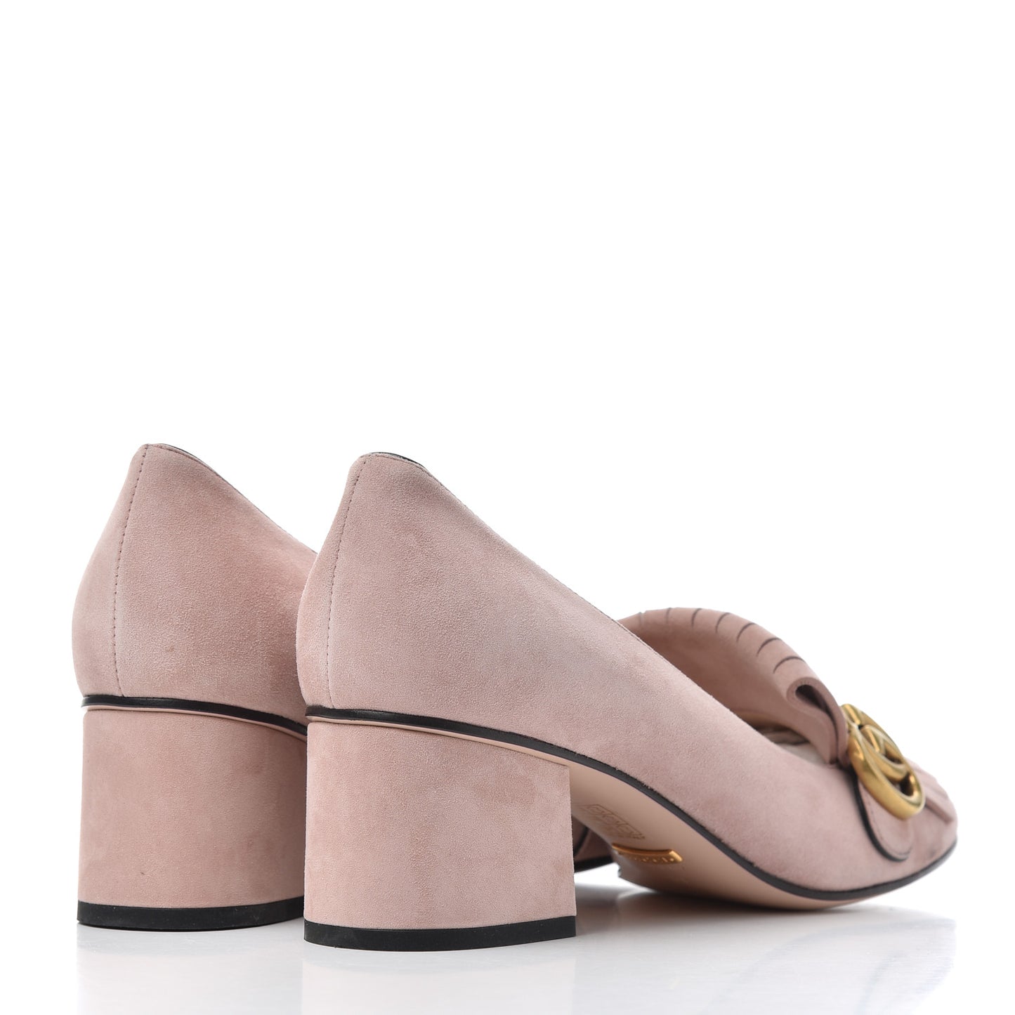 Kid Scamosciato GG Marmont Fringe 50mm Loafer Pumps 39 Crystal Pink