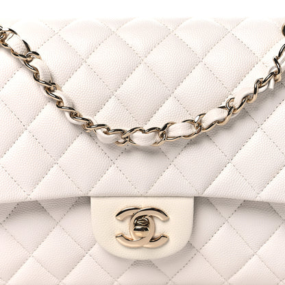 Chanel Caviar Quilted Medium Double Flap White 8 of 11