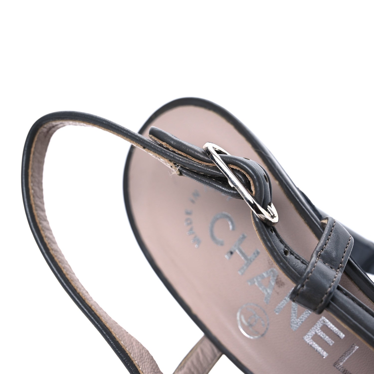 Chanel Metallic Lambskin Cap Toe CC Slingback Heels 36.5 Khaki Silver 13 of 15
