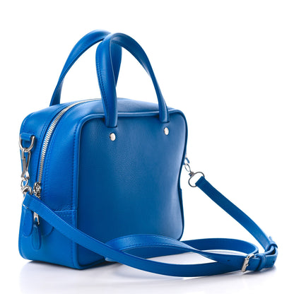 Balenciaga Shiny Day Calfskin Logo XS Triangle Square Bag Bleu Roi White 3 of 9