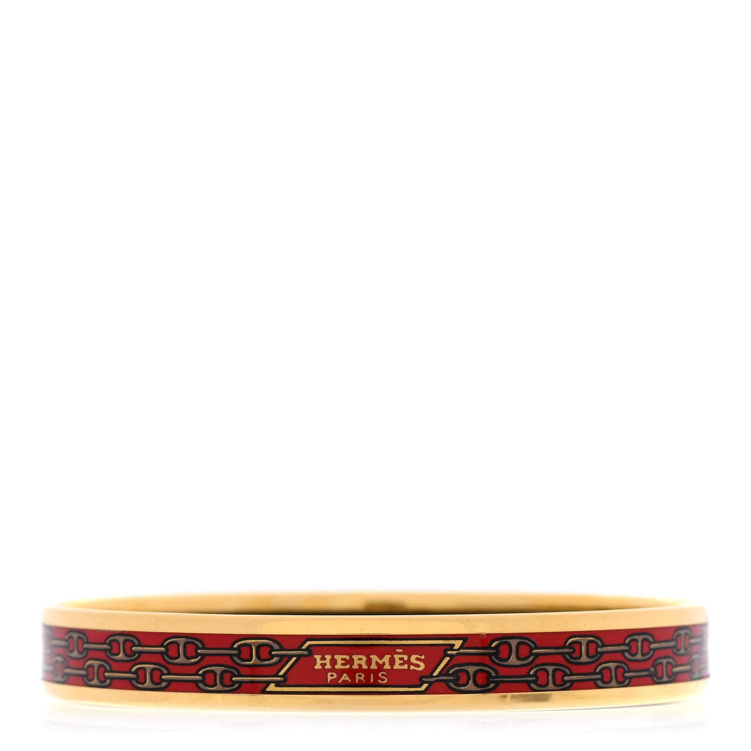 Hermes Enamel Narrow Printed Chain D'Ancre Bracelet 62 1 of 6