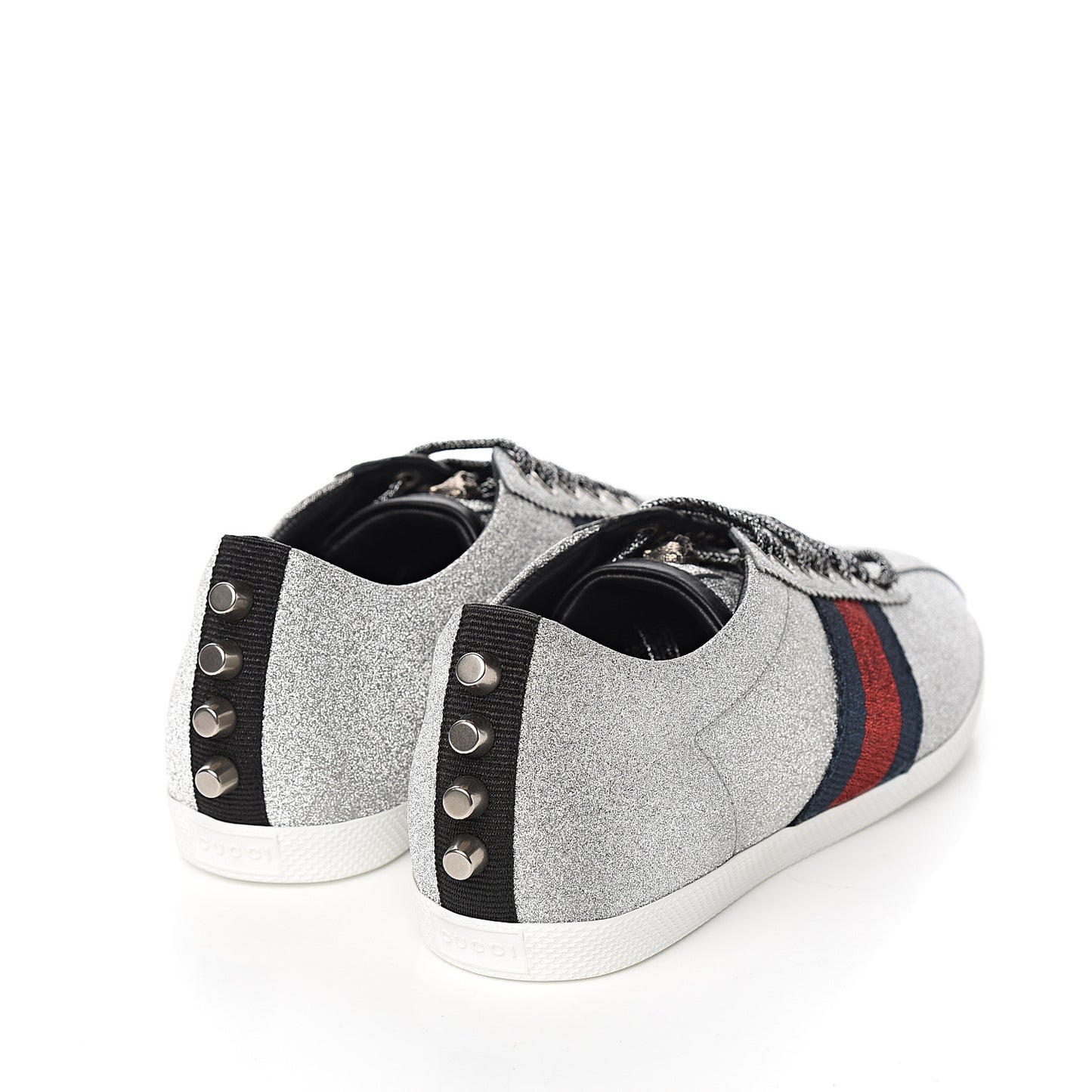 Glitter Fabric Studded Web Sneakers 37.5 Silver