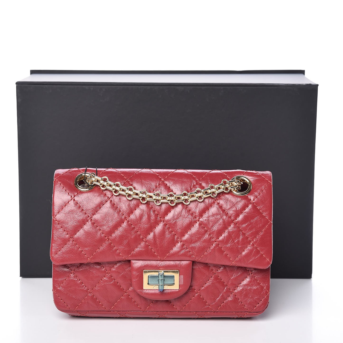 Aged Calfskin Quilted 2.55 Reissue Mini Flap Red
