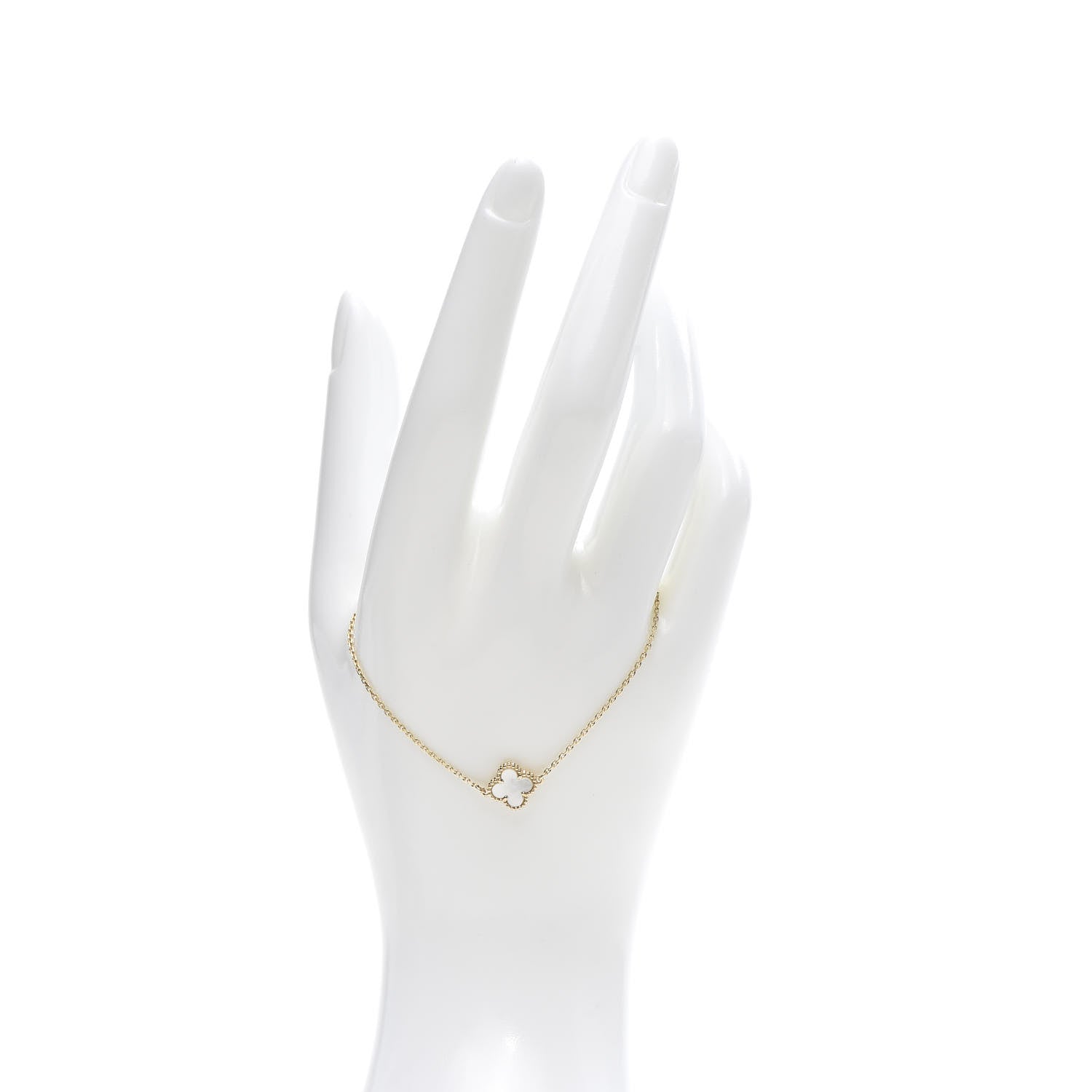 Van Cleef & Arpels 18K Yellow Gold Mother of Pearl Sweet Alhambra Bracelet 2 of 8