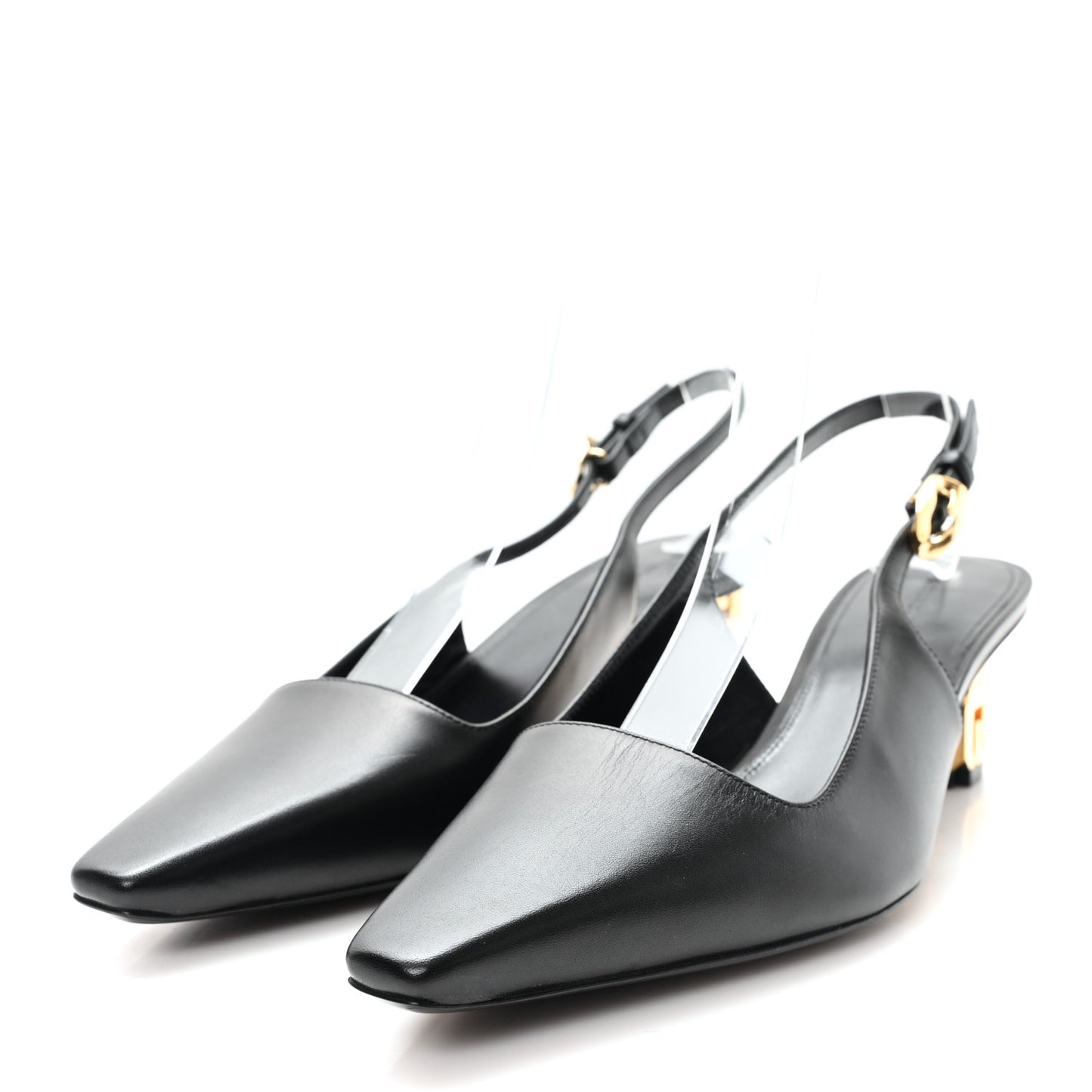 Calfskin G Cube 50mm Slingback Pumps 36 Black