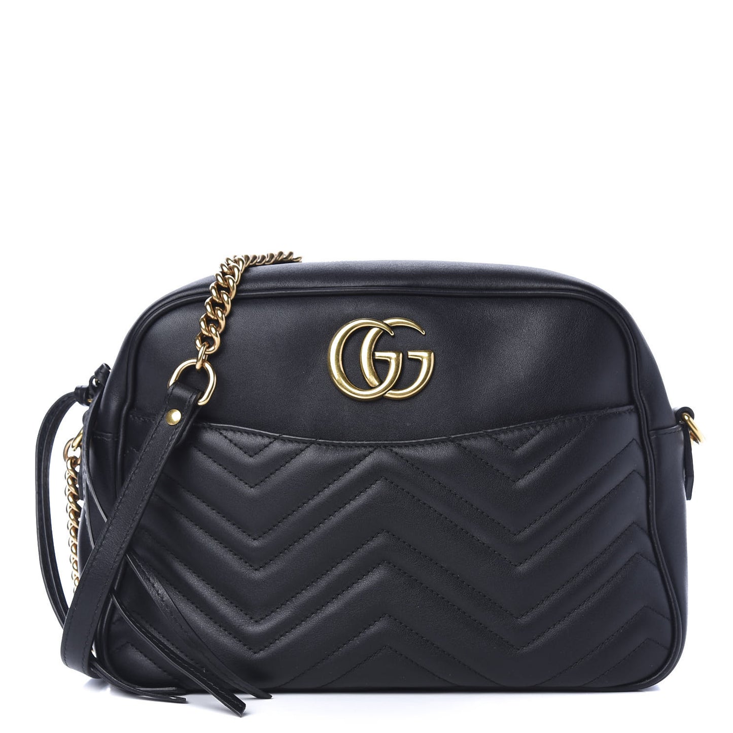 Calfskin Matelasse Medium GG Marmont Chain Shoulder Bag Black