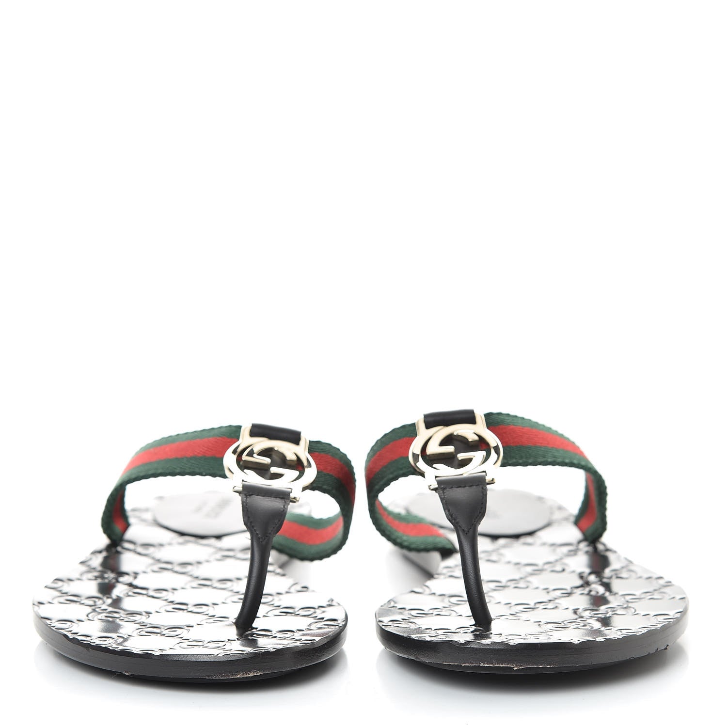 Gucci Nylon Guccissima Web Womens Thong Sandals 35 Green Red Black 2 of 13