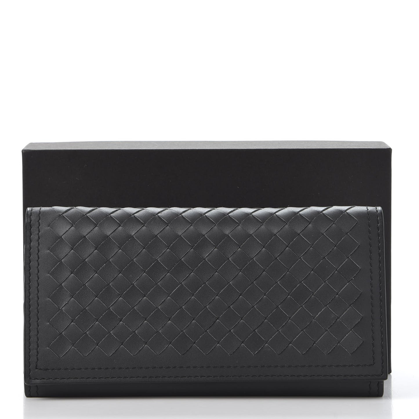 Nappa Intrecciato Continental Flap Wallet Ardoise