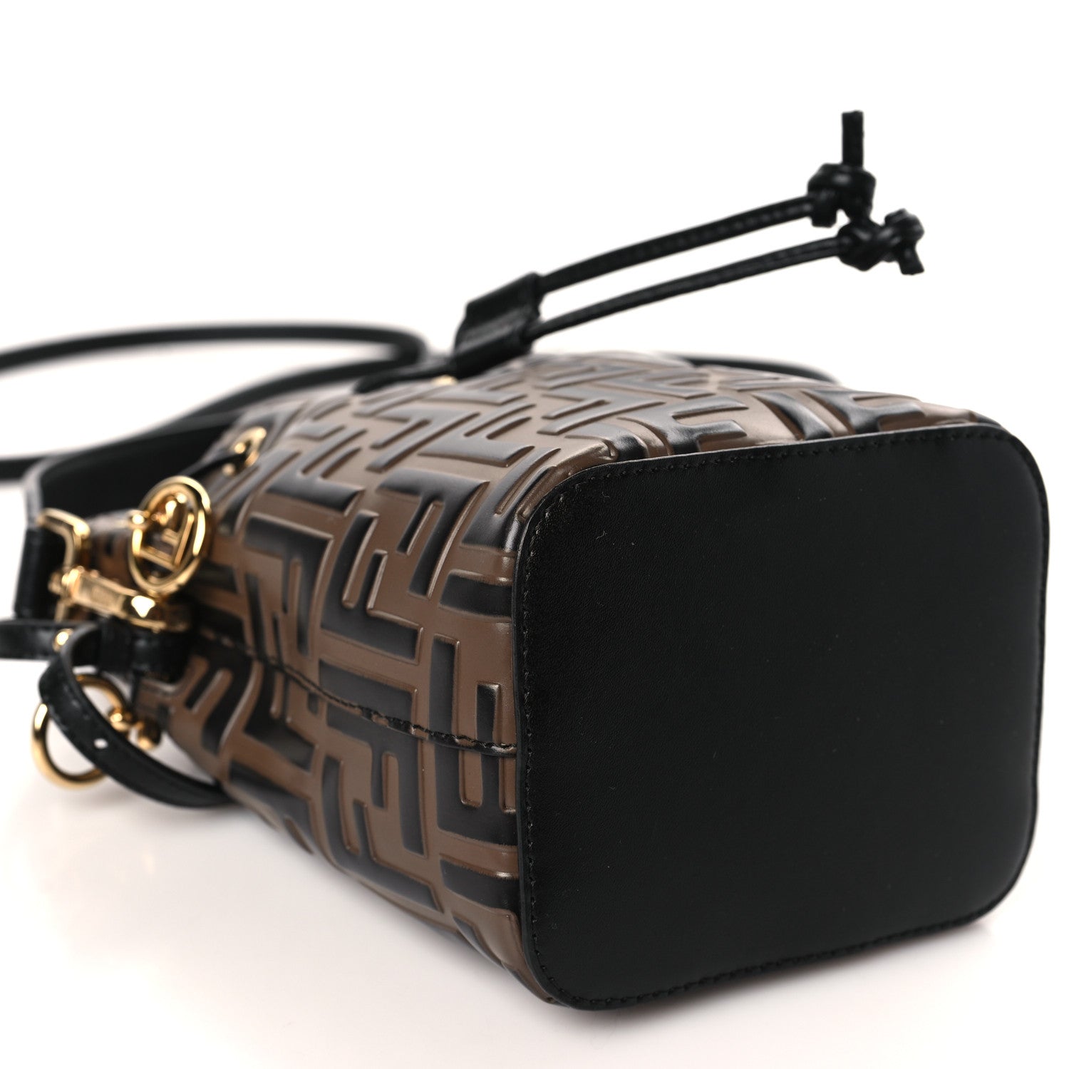 Fendi Vitello Liberty F is Fendi Bi-Color FF 1974 Embossed Mini Mon Tresor Bucket Bag Maya Black 8 of 9
