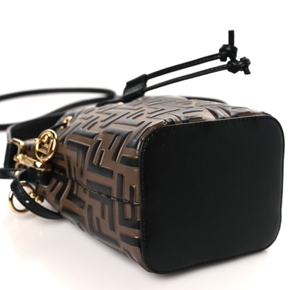 Fendi Vitello Liberty F is Fendi Bi-Color FF 1974 Embossed Mini Mon Tresor Bucket Bag Maya Black 8 of 9