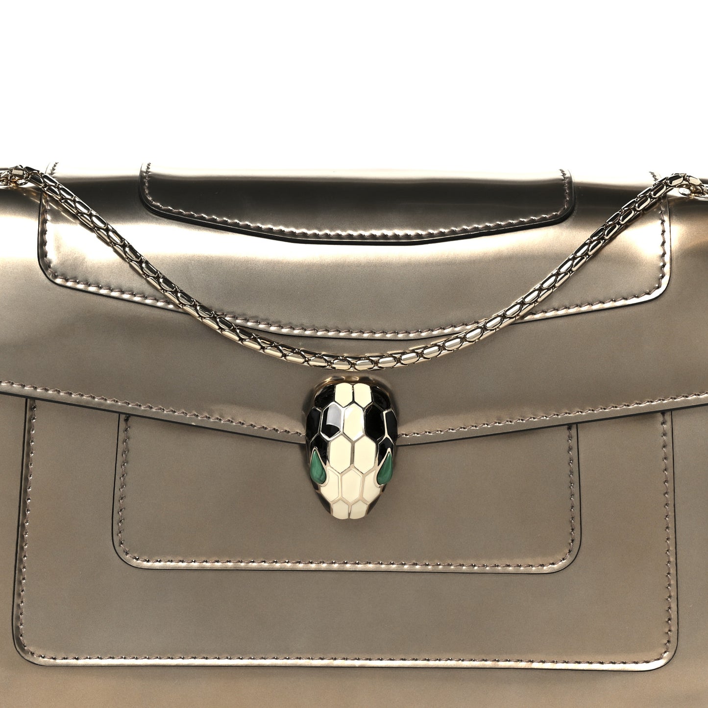 Metallic Calfskin Serpenti Forever Crossbody Bag Bronze