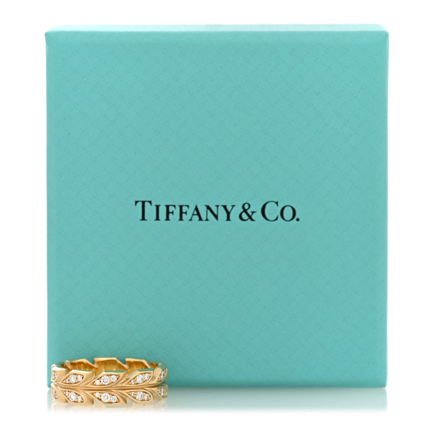Tiffany 18K Yellow Gold Diamond Victoria Vine Band Ring 53 6.5 6 of 6