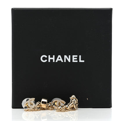 Chanel Metal Crystal CC Chain Cuff Earrings Gold 5 of 5