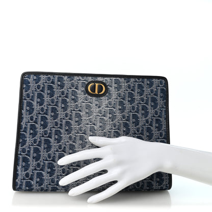 Christian Dior Denim Jacquard Oblique 30 Montaigne Dea Pouch  Blue 2 of 7