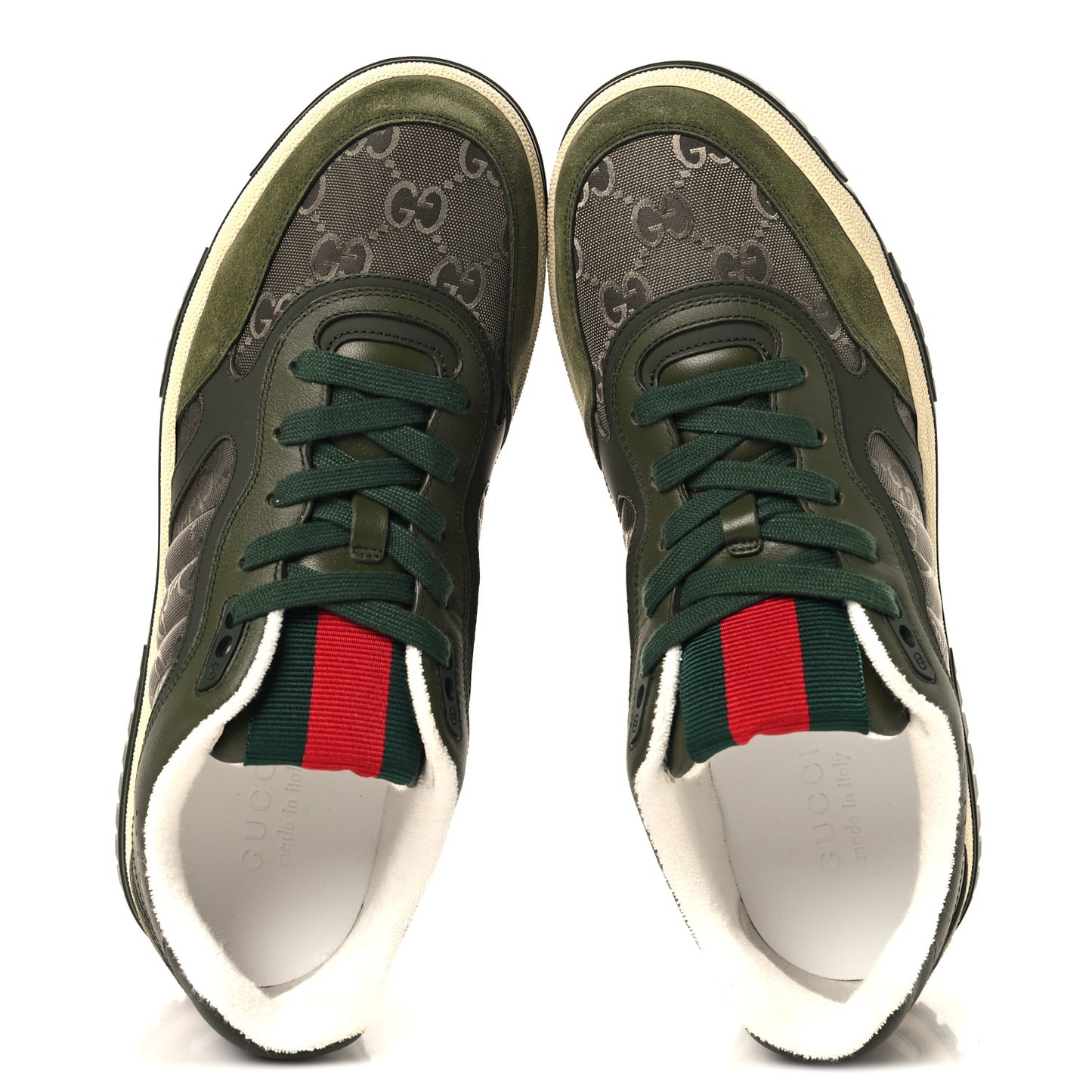 Nylon Suede Calfskin Mens Re-Web Sneakers 9.5 Dark Green