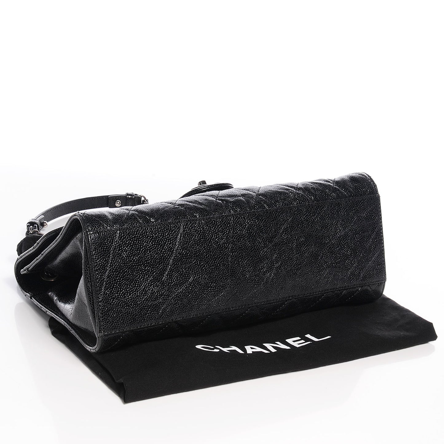 Crumpled Grained Calfskin CC Crave Jumbo Flap Black