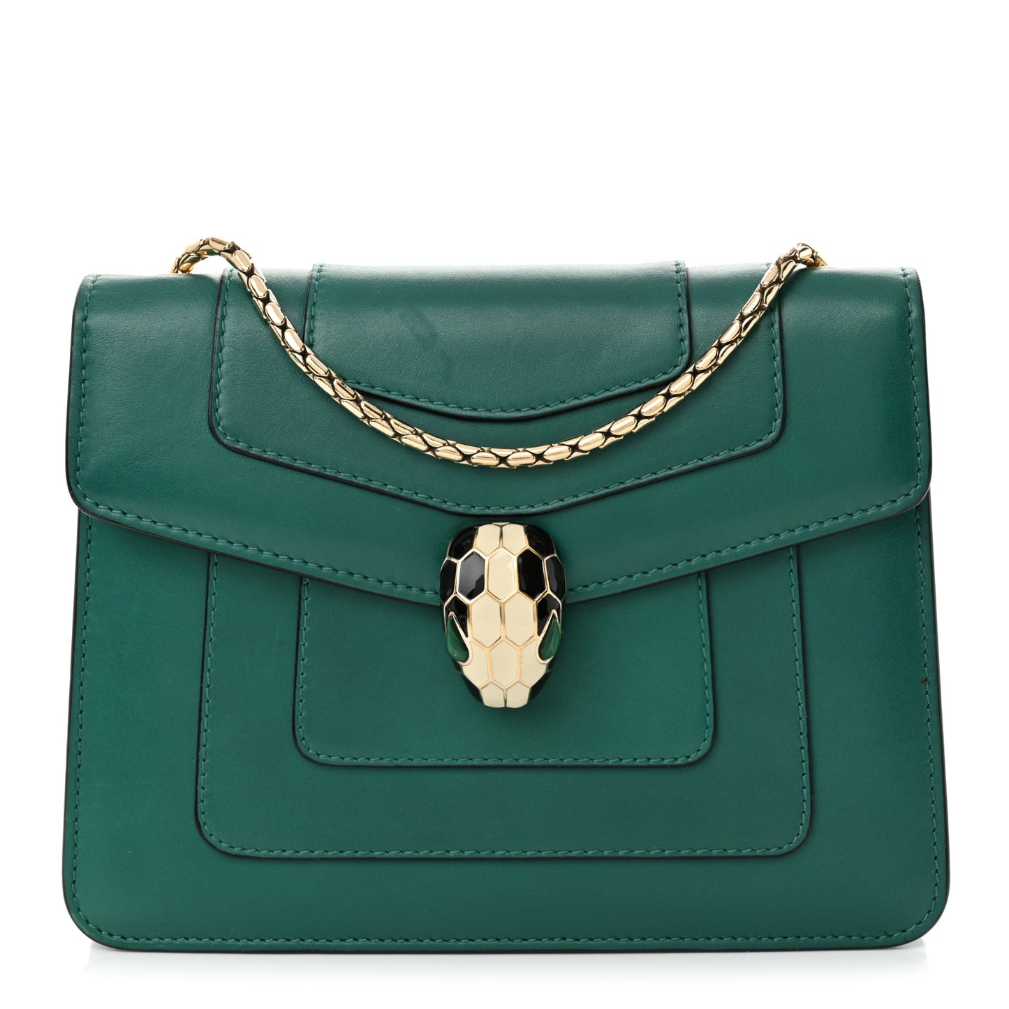 Calfskin Small Serpenti Forever Snake Strap Crossbody Bag Emerald Green