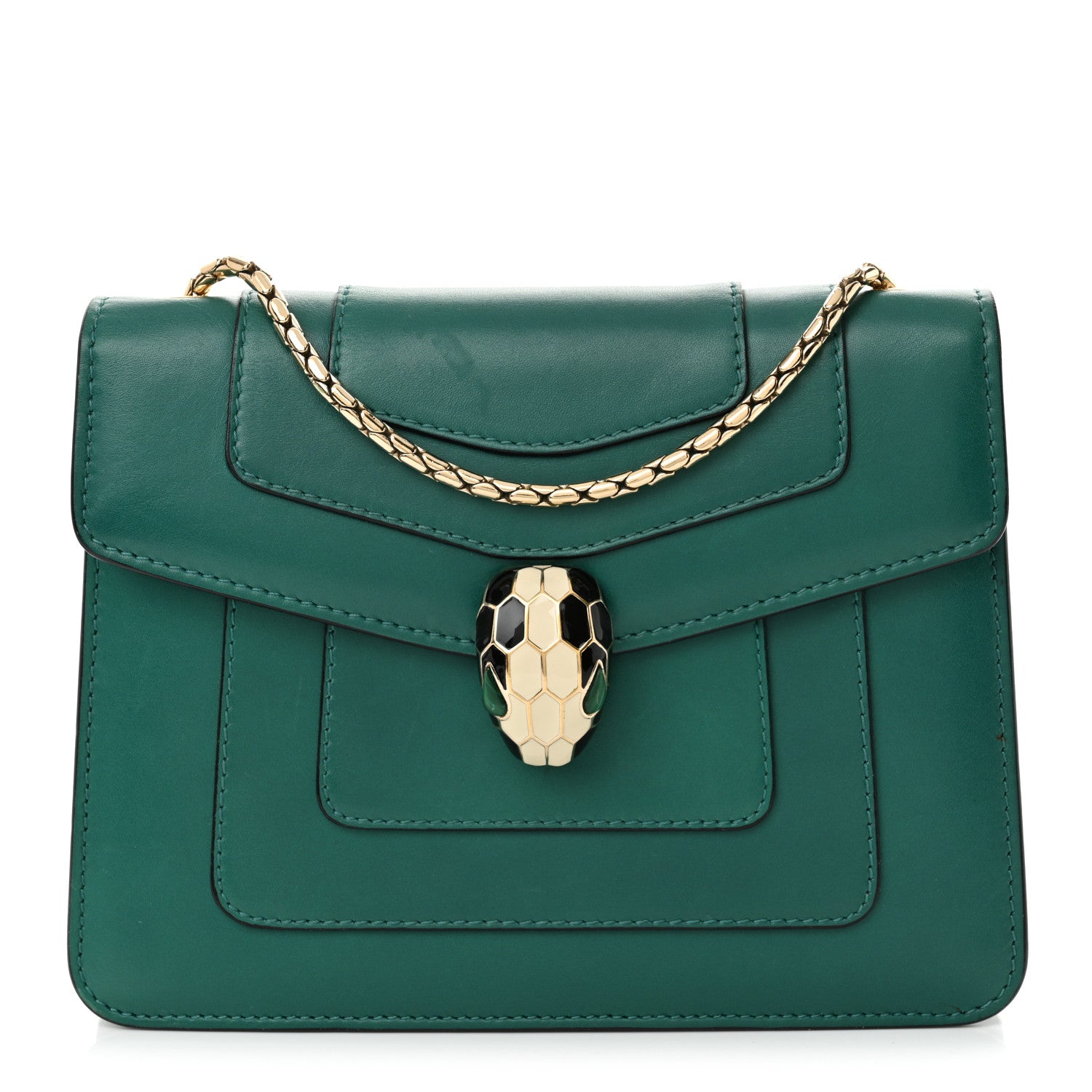 Bulgari Calfskin Small Serpenti Forever Snake Strap Crossbody Bag Emerald Green 1 of 12