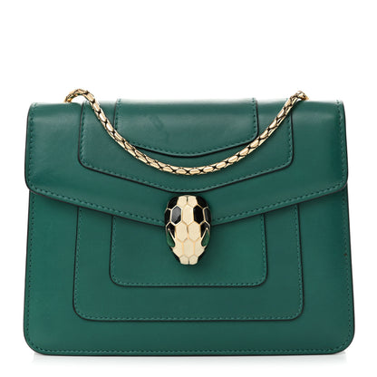 Bulgari Calfskin Small Serpenti Forever Snake Strap Crossbody Bag Emerald Green 1 of 12