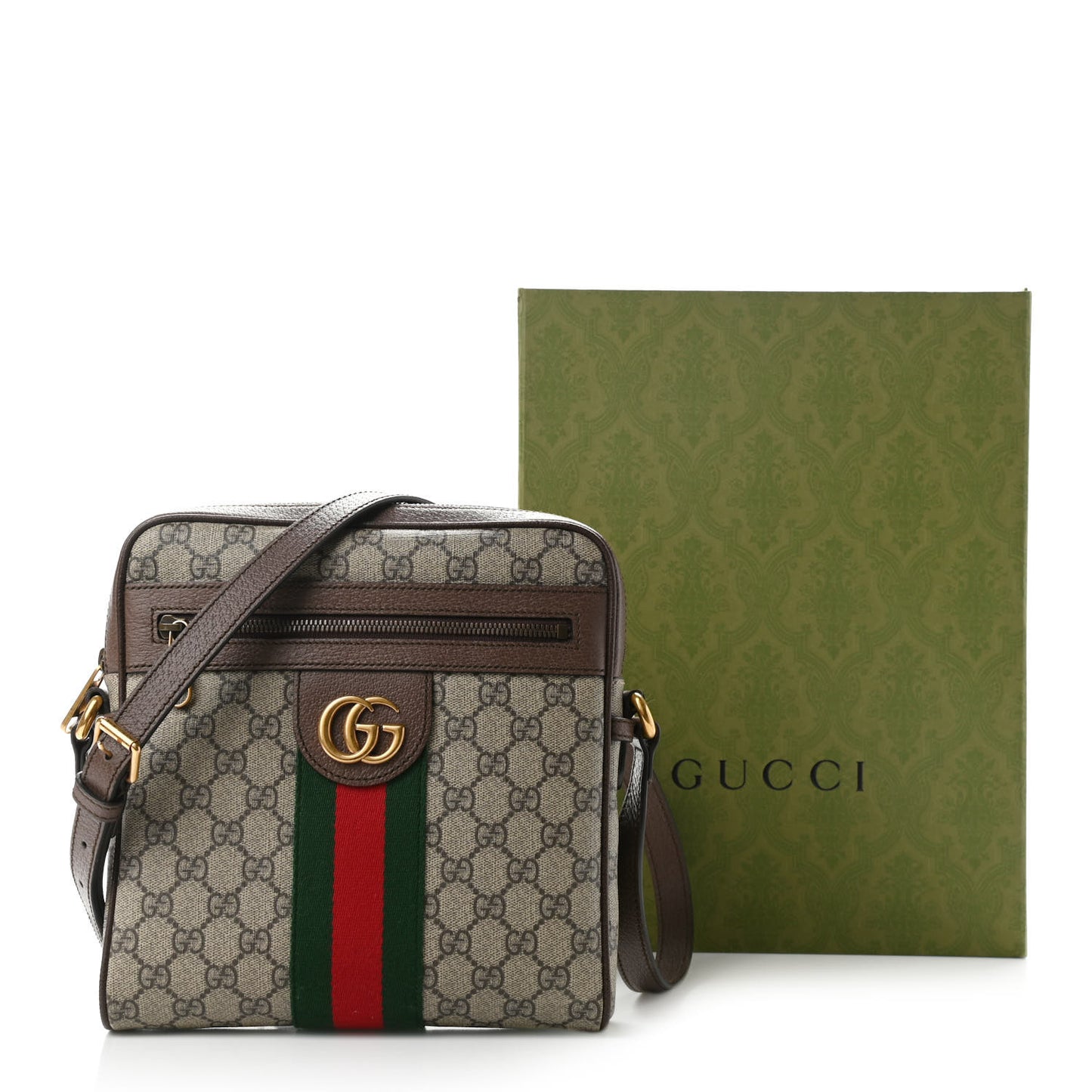 GG Supreme Monogram Web Small Ophidia Messenger Bag Brown