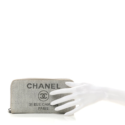 Chanel Canvas Deauville Zip Around Wallet Grey 2 of 9