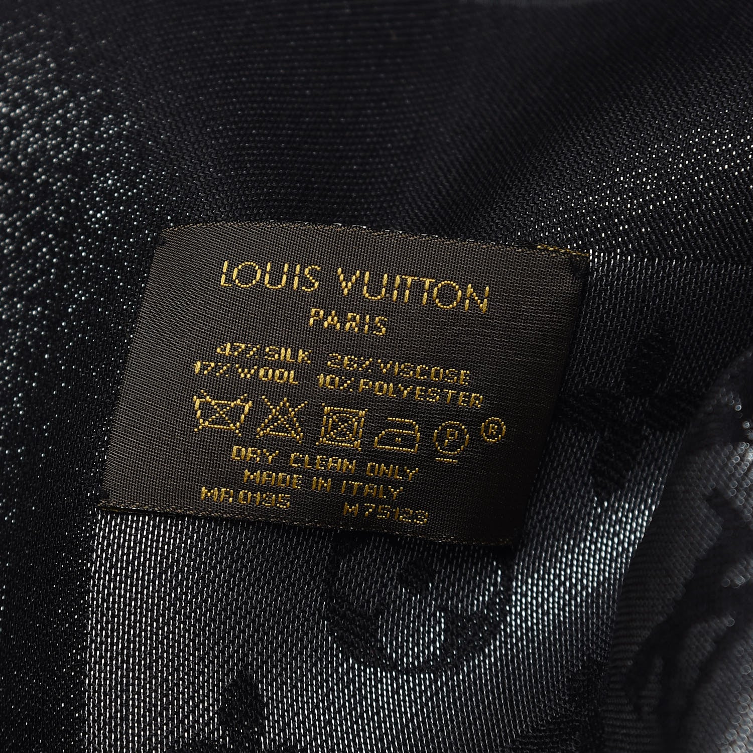 Louis Vuitton Silk Lurex Wool Monogram Shine Shawl Black 4 of 6