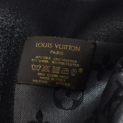 Louis Vuitton Silk Lurex Wool Monogram Shine Shawl Black 4 of 6