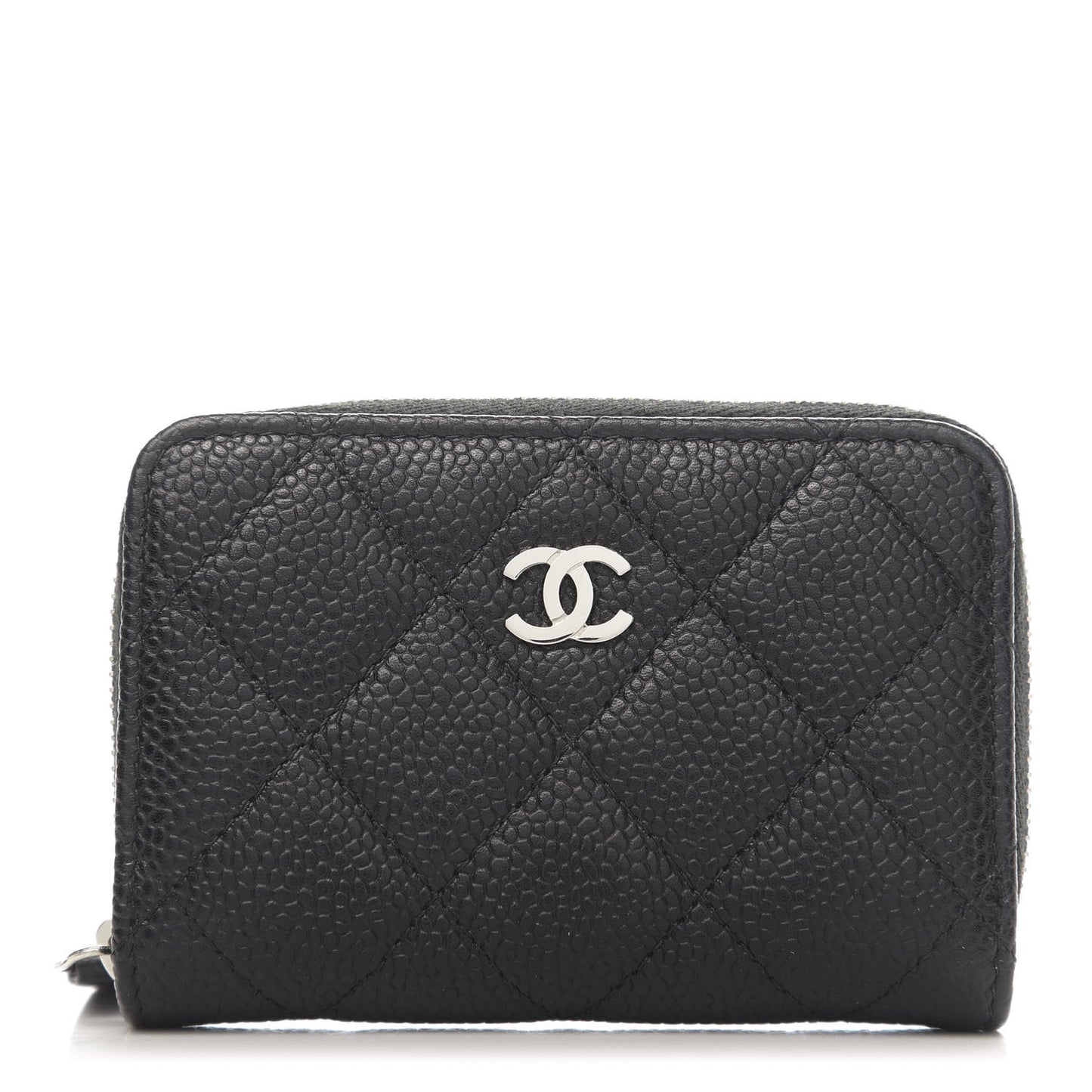 Caviar Quilted Zip Coin Purse Black