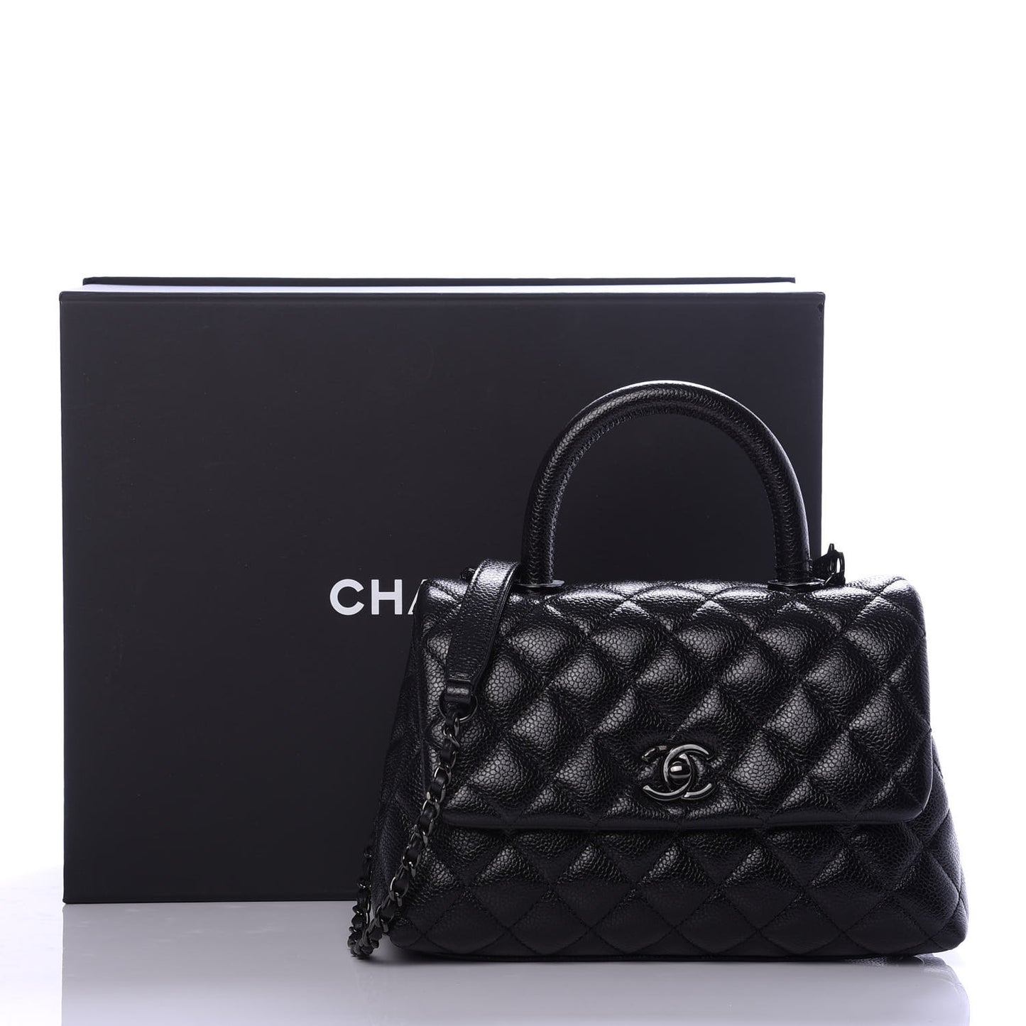 Caviar Quilted Mini Coco Handle Flap So Black