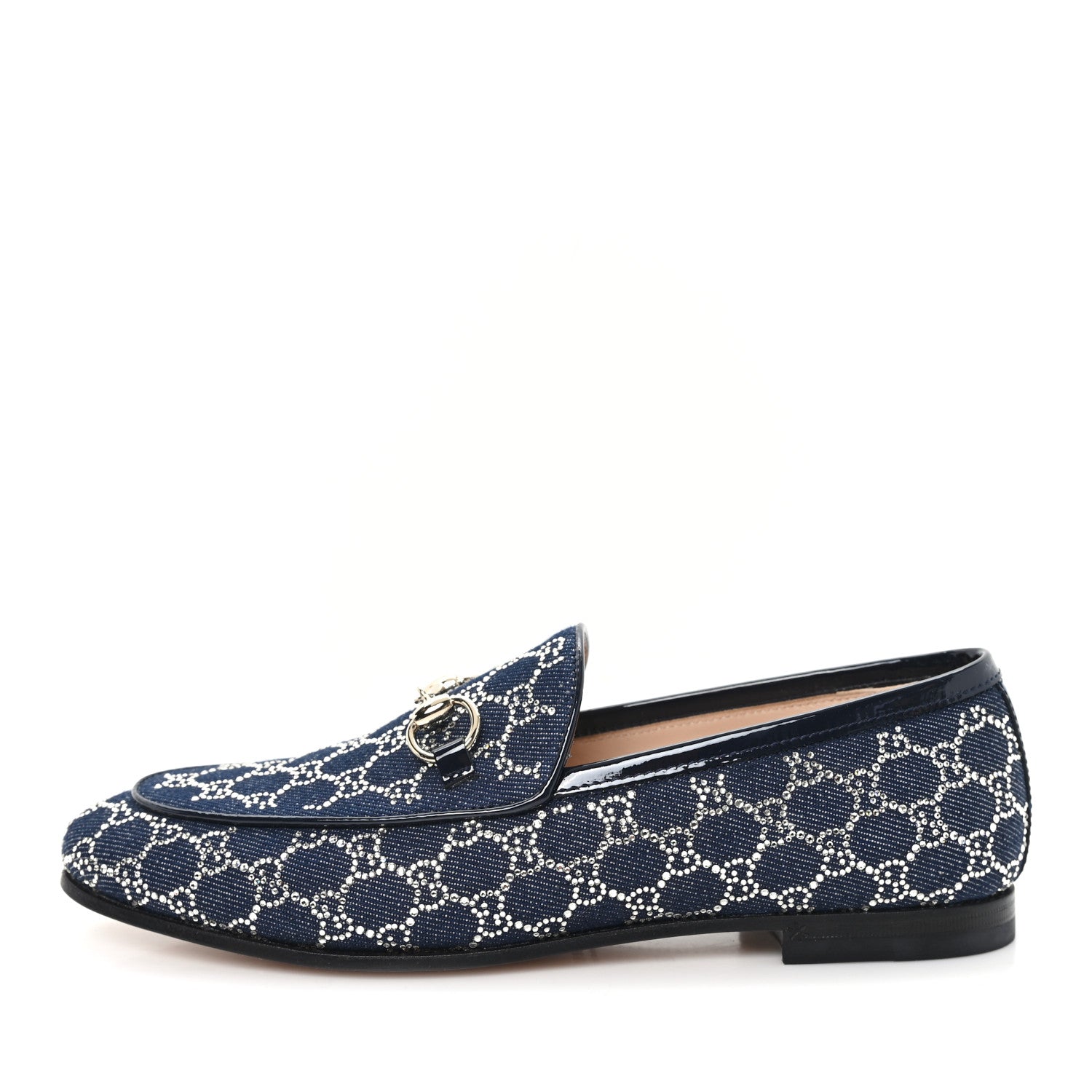 Gucci New Denim Crystal GG Monogram Womens 1953 Horsebit Jordaan Loafer 36 Blue 1 of 10