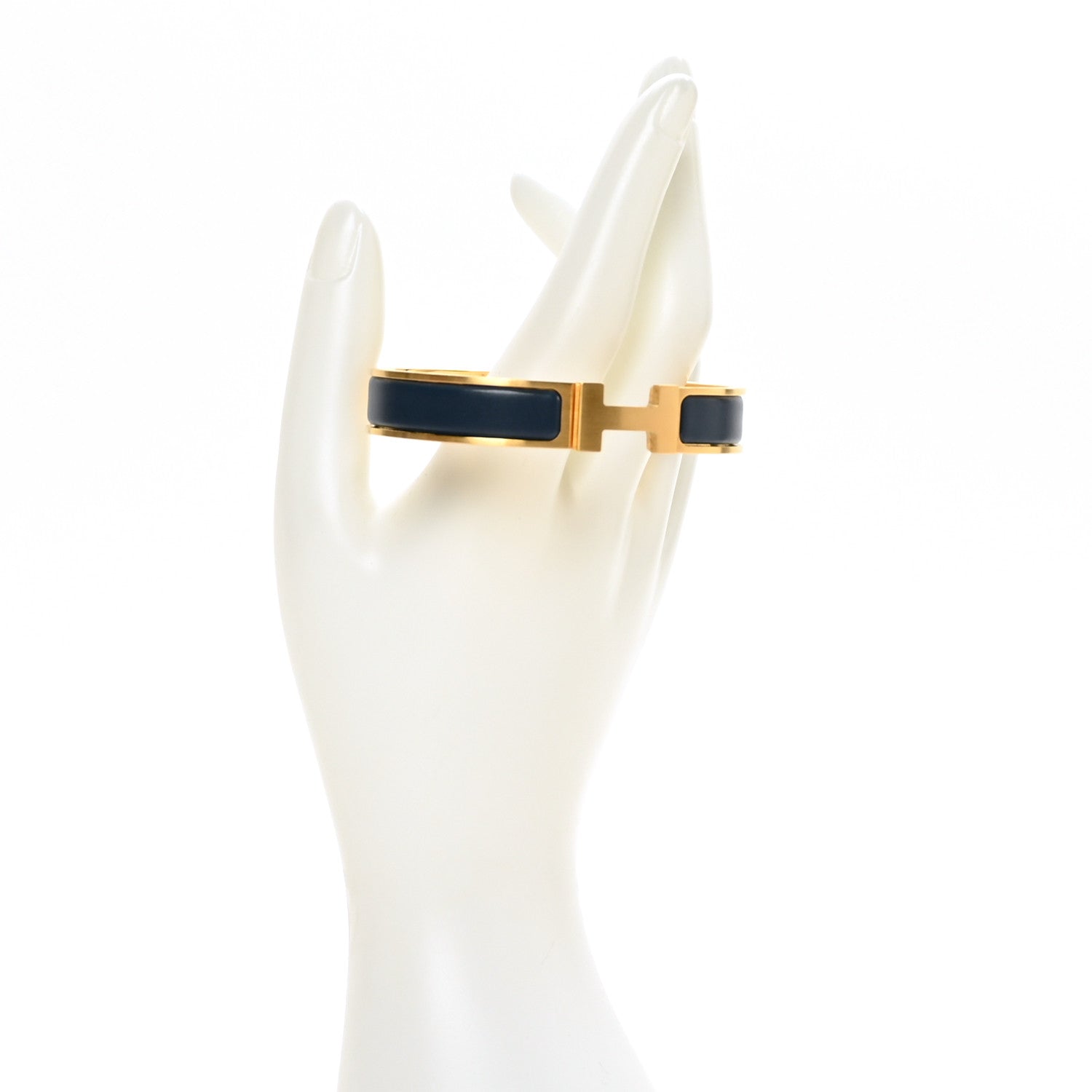 Hermes Matte Enamel Narrow Clic Clac HH Bracelet T5 Bleu Biarritz 2 of 5