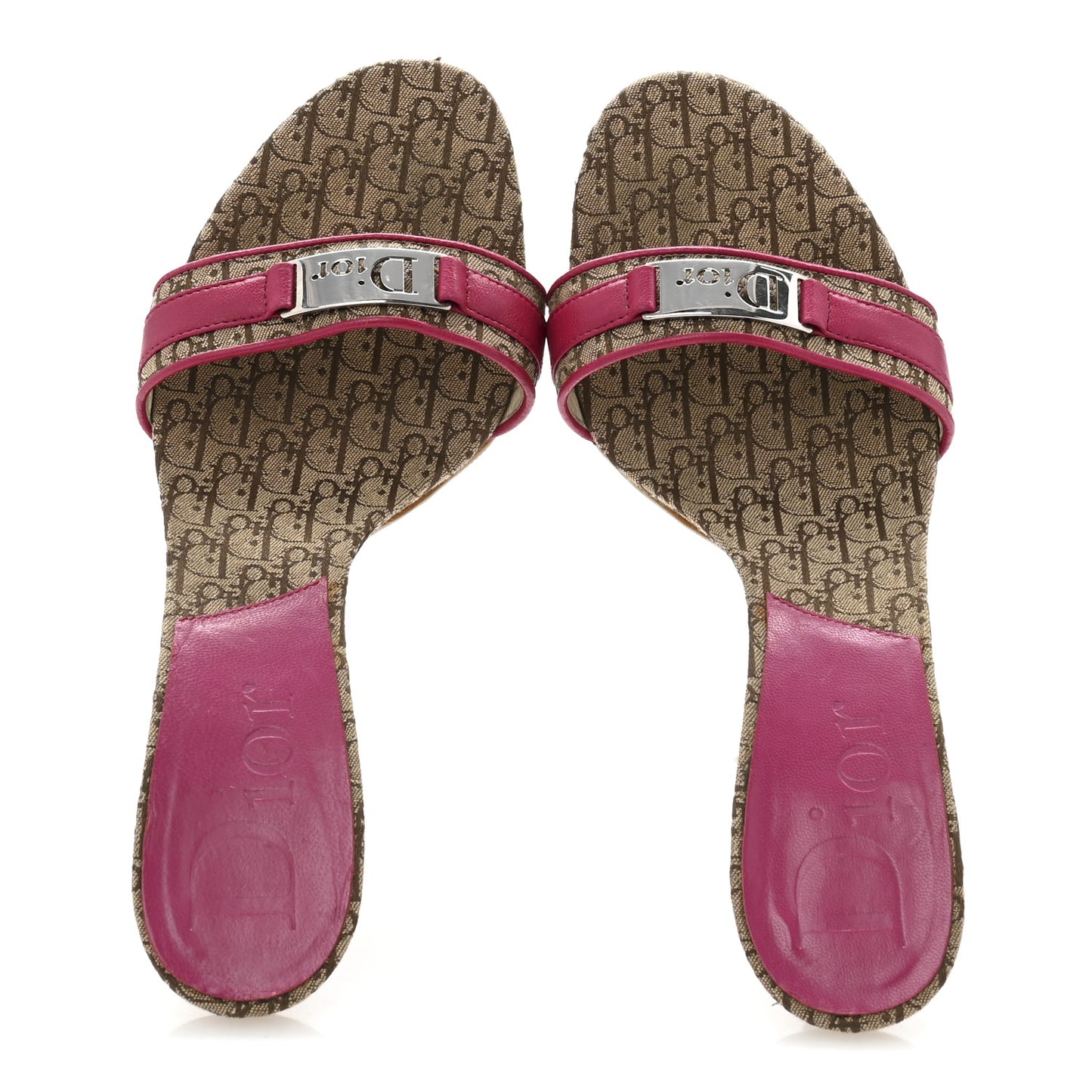 Monogram Logo Sandals 39 Beige Dark Pink