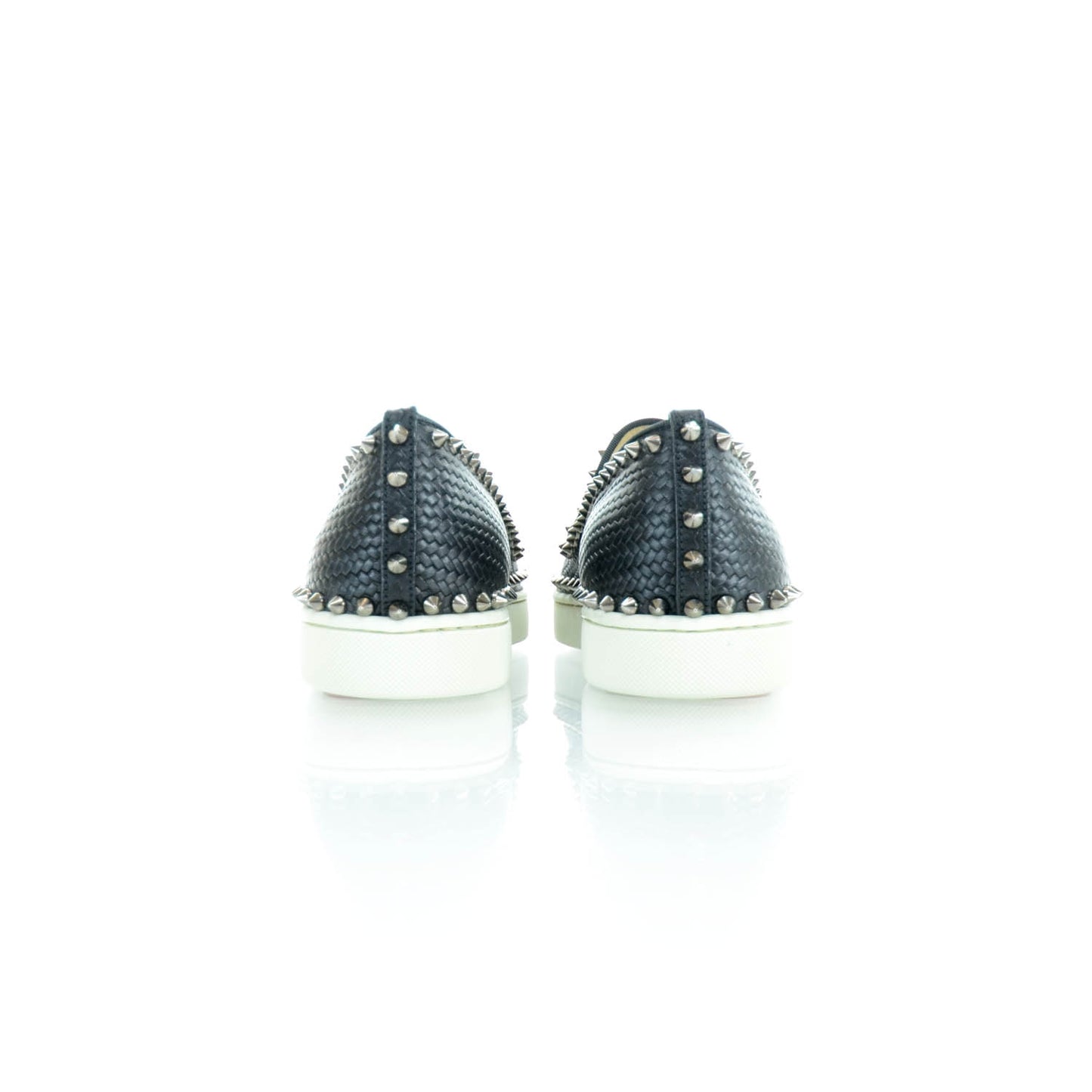 Mens Leather Studded Pik Boat Flat Calf Loafers 42.5 Black