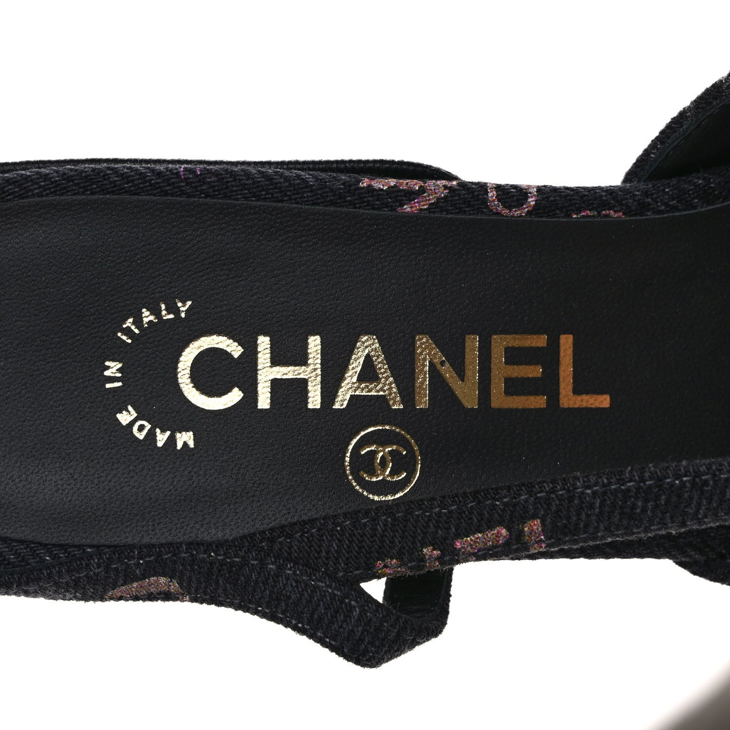Chanel Denim Cap Toe Denim Mood Slingback Pumps 37 Black Multicolor 7 of 9