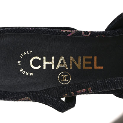 Chanel Denim Cap Toe Denim Mood Slingback Pumps 37 Black Multicolor 7 of 9