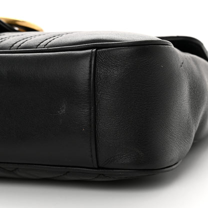 Gucci Calfskin Matelasse Medium GG Marmont Shoulder Bag Black 10 of 14
