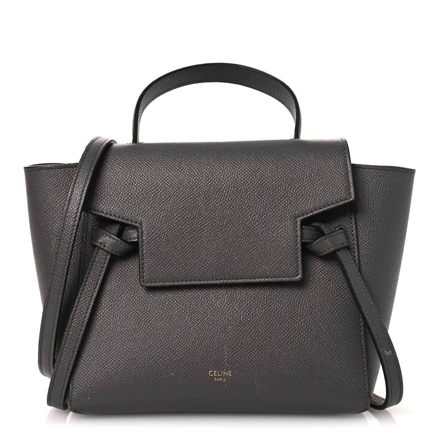 Grained Calfskin Nano Belt Bag Grey