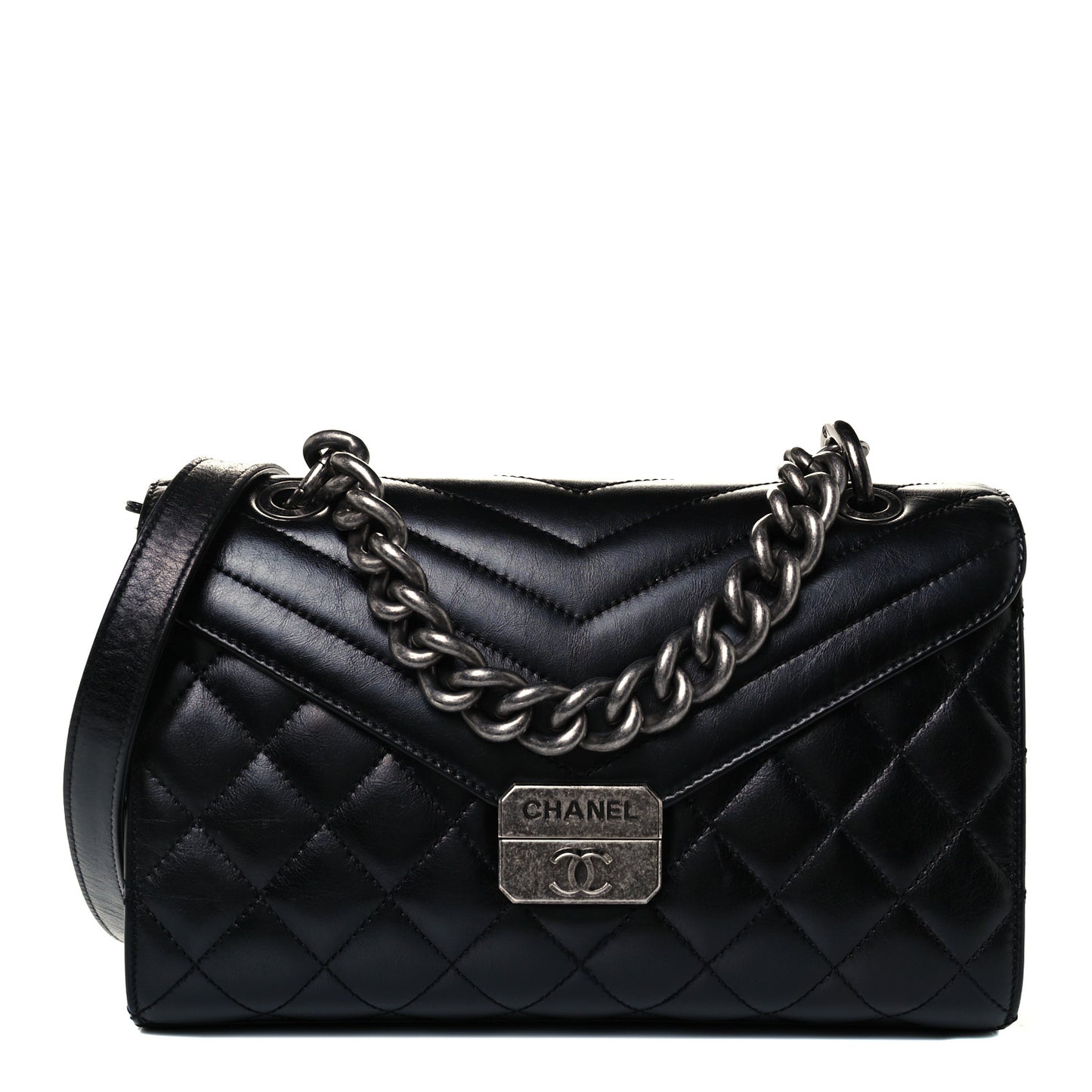 Calfskin Quilted Medium Mad About Quilting Flap Black