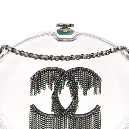 Chanel Plexiglass Iridescent Chain Fringe CC Clutch Clear 6 of 9