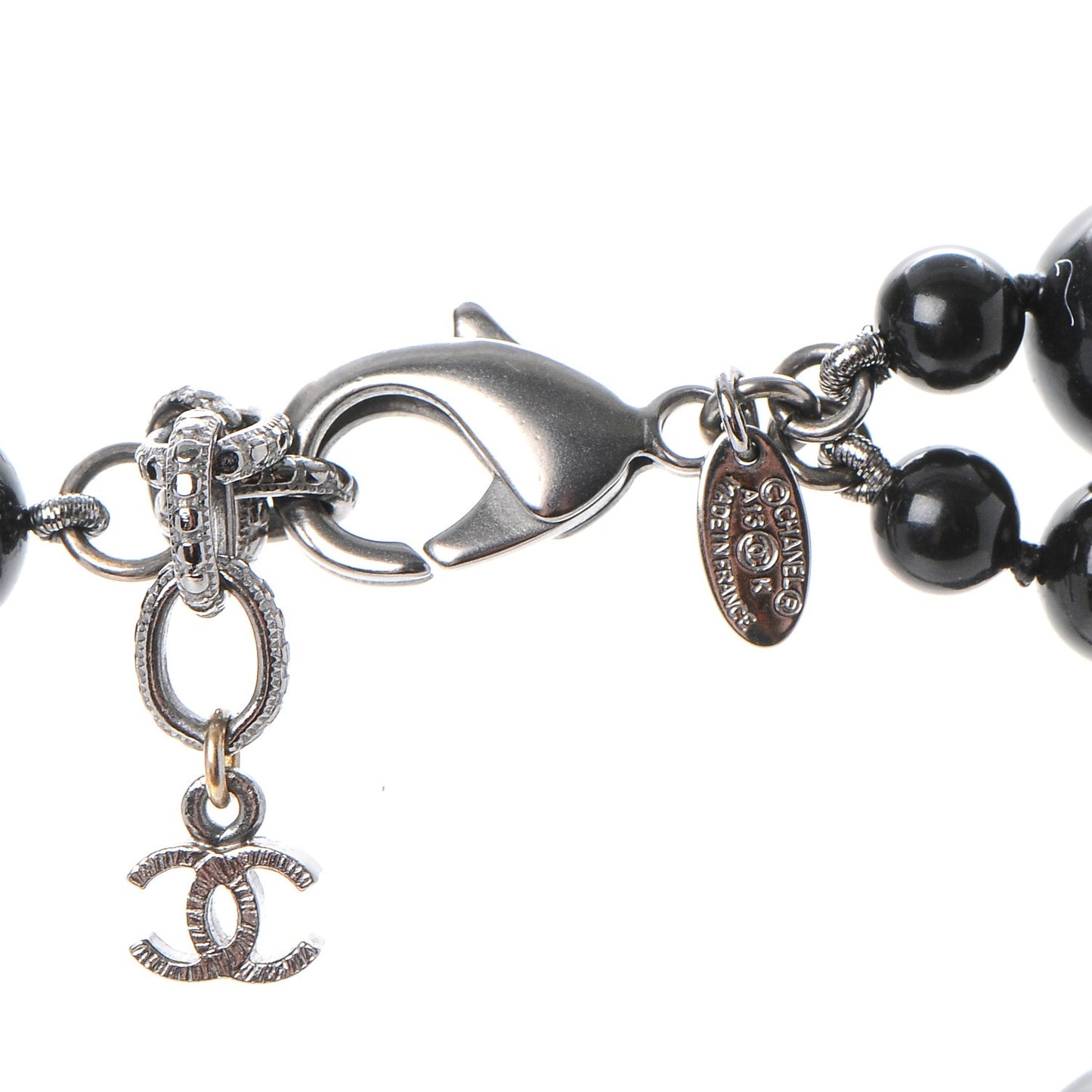 Glass Bead CC Map Short Necklace Ruthenium Black