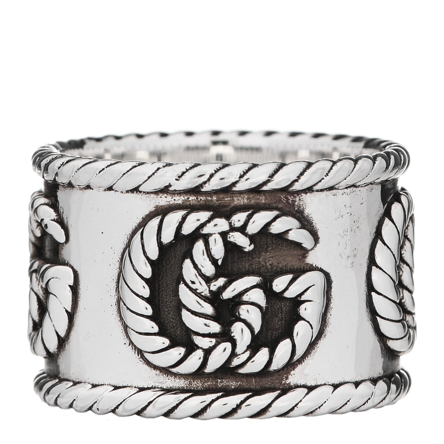 Gucci Sterling Silver Wide GG Marmont Ring 54 7 1 of 7