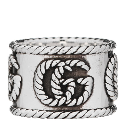 Gucci Sterling Silver Wide GG Marmont Ring 54 7 1 of 7