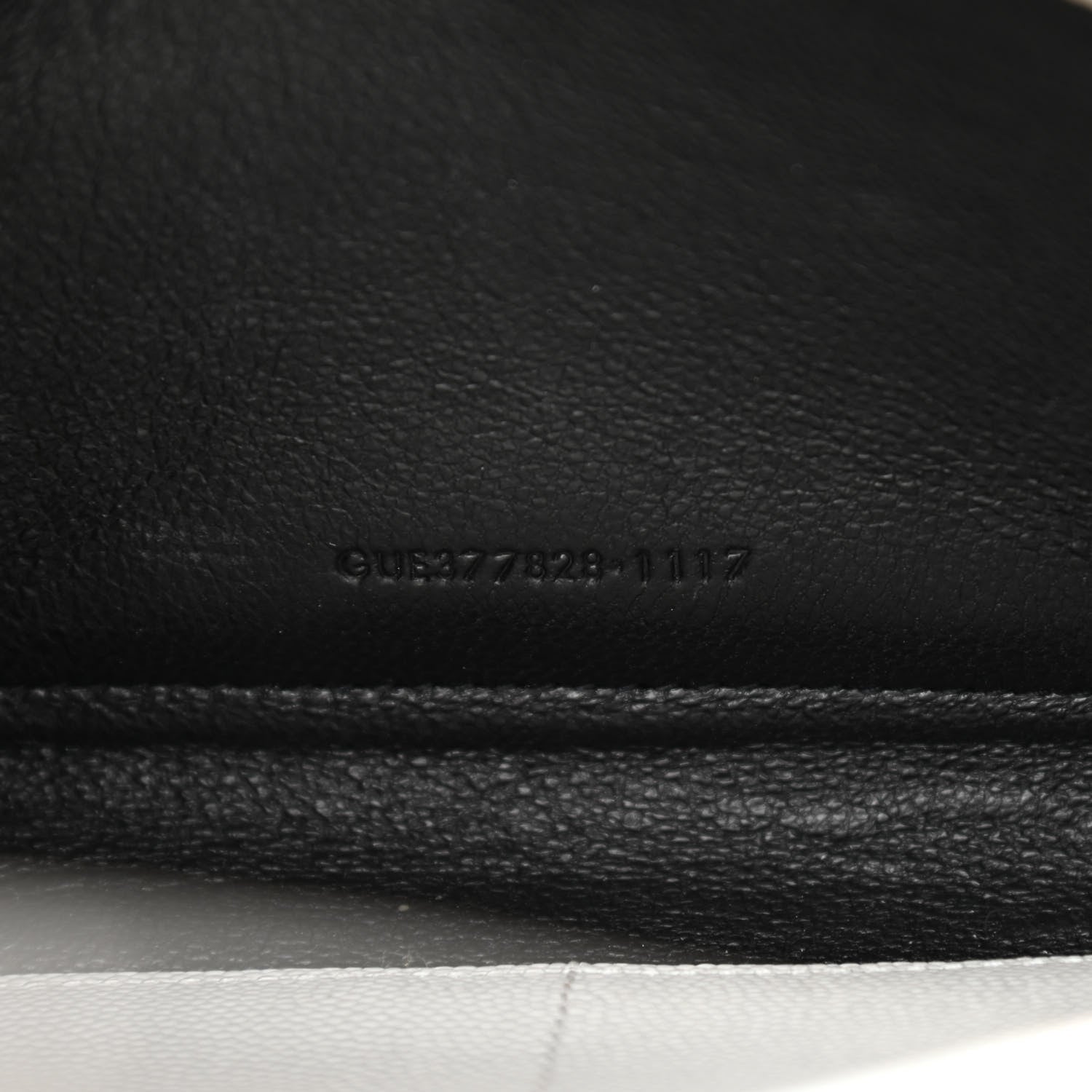 Saint Laurent Grain De Poudre Matelasse Monogram Chain Wallet White Black 7 of 11