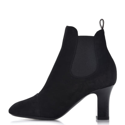 Louis Vuitton Suede Monogram Uniformes Cap Toe Chelsea 75mm Ankle Boots 37 Black 1 of 8